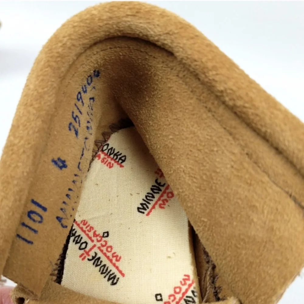 Minnetonka Moccasins Child's Suede & Woven Fabric Moccasins Vintage 12-18 months